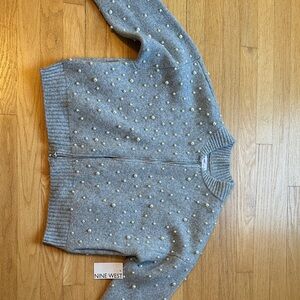 Nine West Gray Sweater with Pearl Details